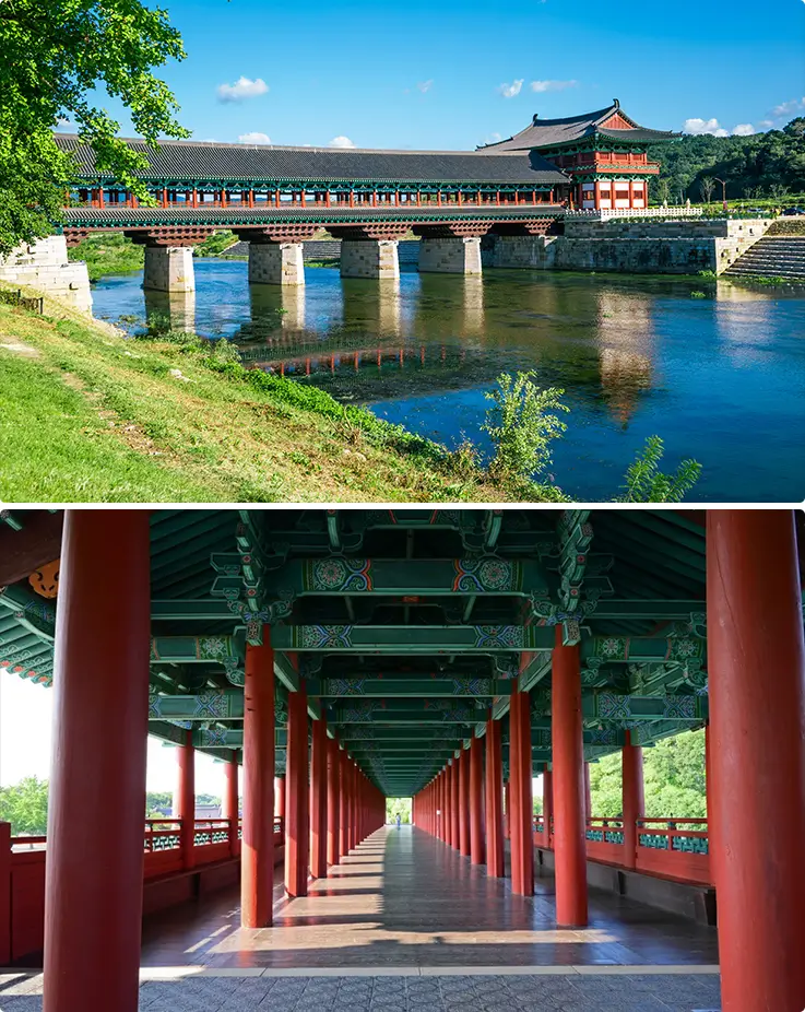 Vibrant scenery at Woljeonggyo Bridge in Gyeongju