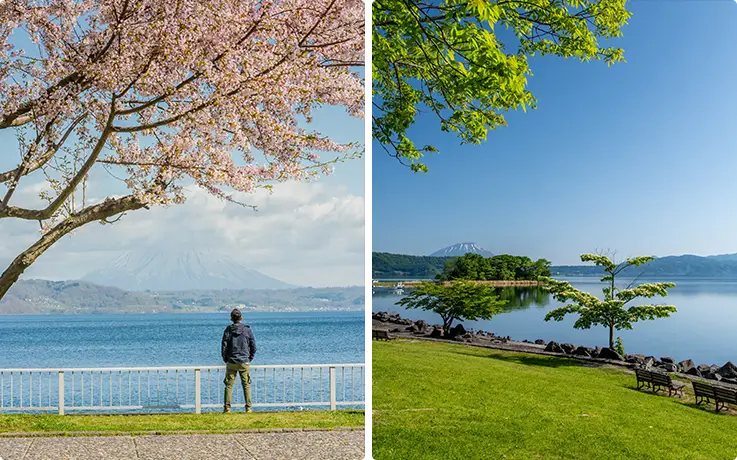 Serene scenery at Lake Toya Onsen Town in Hokkaido