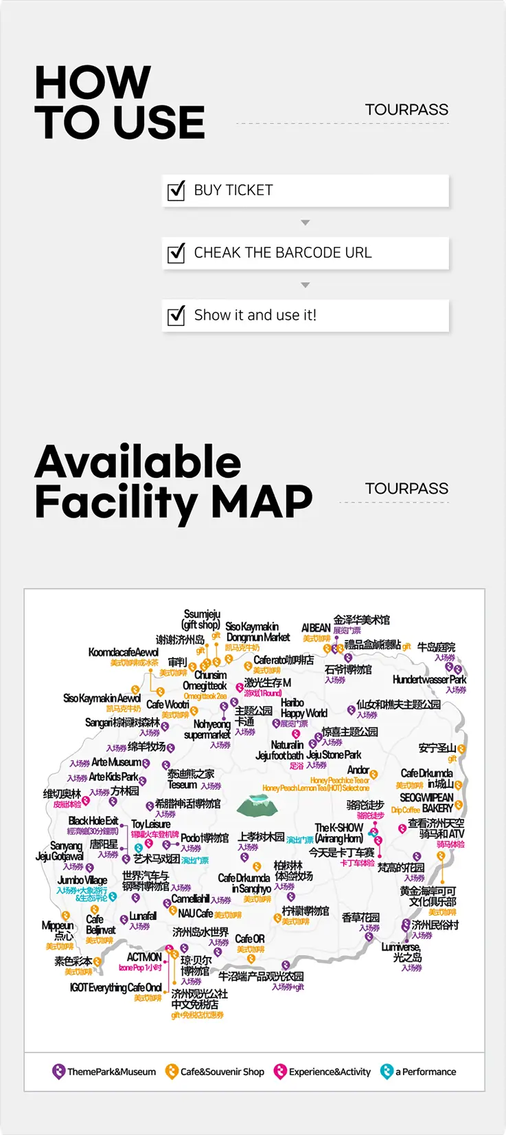 Jeju Tour Pass facility map