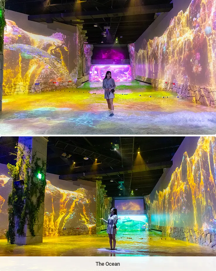 Interactive water-themed installation inside Jeju Water World