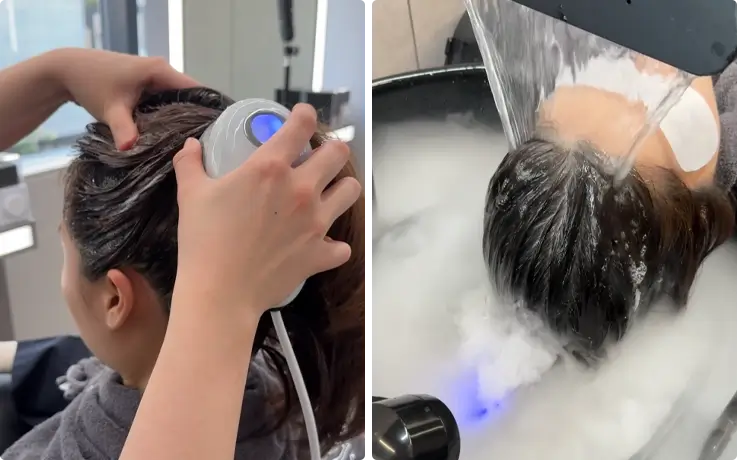 Visitor receiving Head Spa from JUNO HAIR salon in Seoul.