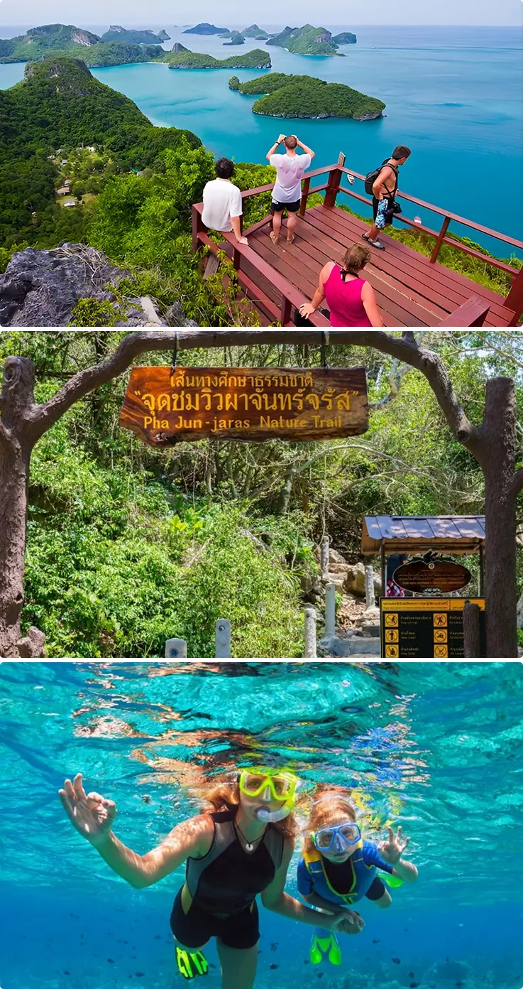 People enjoying various activities at Ang Thong National Marine Park in Koh Samui