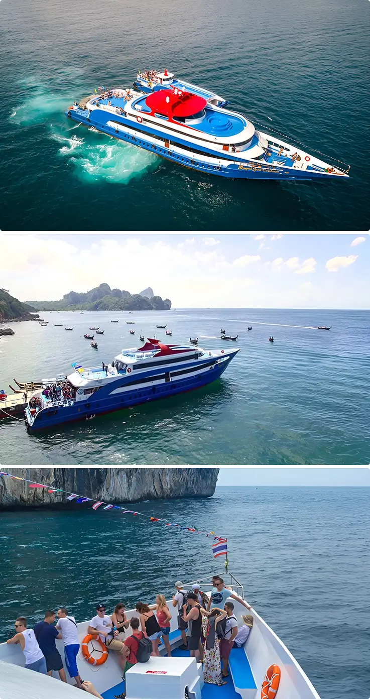People enjoying the ferry transfer service from/to Krabi and Phi Phi Islands
