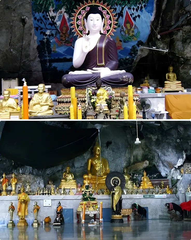 Sacred interior of Tiger Cave Temple in Krabi