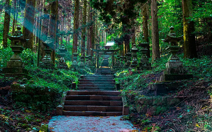 Beautiful landscape at Kamishikimi Kumanoimasu Shrine in Kumamoto