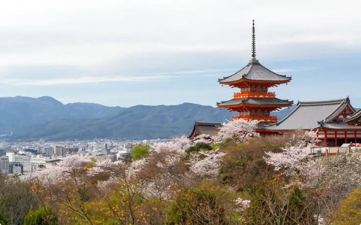 Stunning exterior of Kiyomizudera Temple in Kyoto