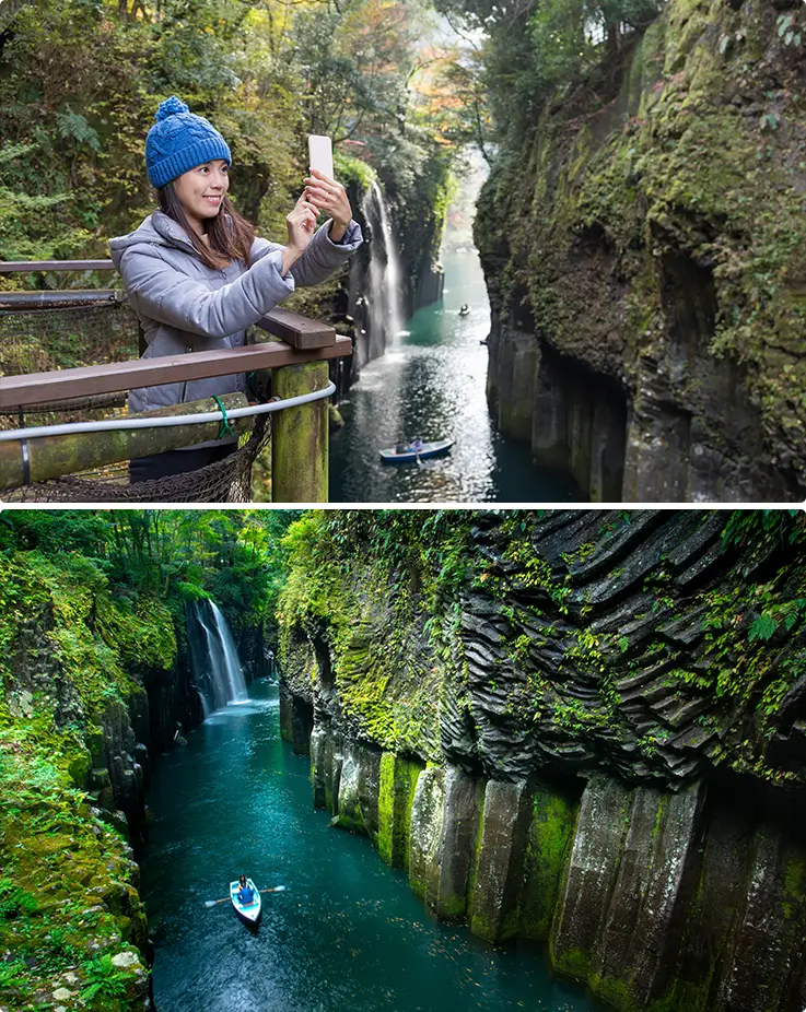 Beautiful natural scenery at Takachiho Gorge in Miyazaki