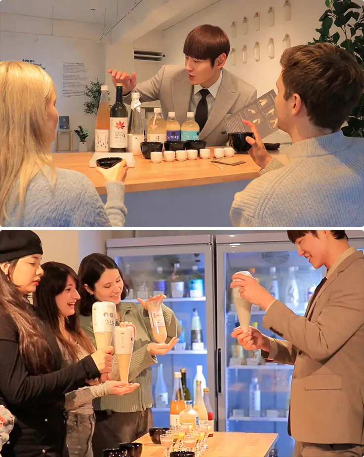 A certified sommelier at White Moon Gallery in Myeongdong