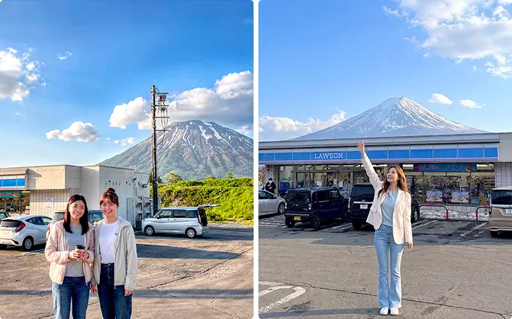People taking pictures at Lawson Niseko Hirafu in Hokkaido