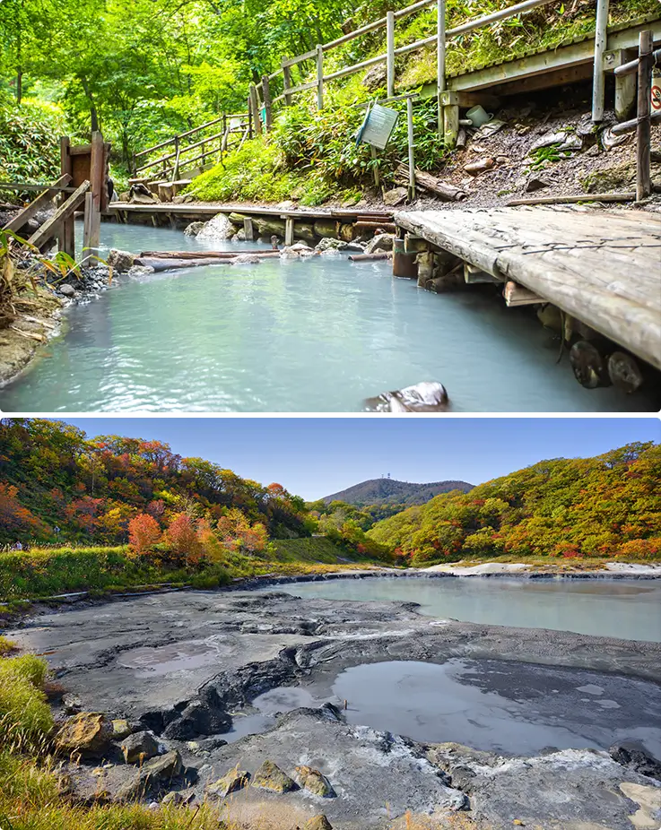 Beautiful onsen at Noboribetsu Jigokudani in Hokkaido