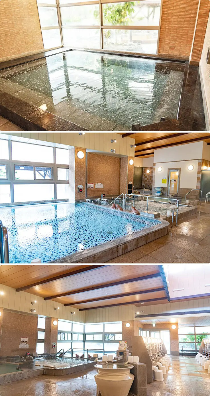 Inside facilities of Tennen Onsen Naniwa-no-Yu in Osaka
