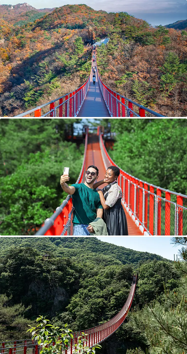 Overwhelming scenery at Gamaksan Suspension Bridge in Paju
