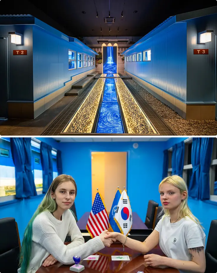 People discovering the past Korean Wall history at the JSA Museum in Paju