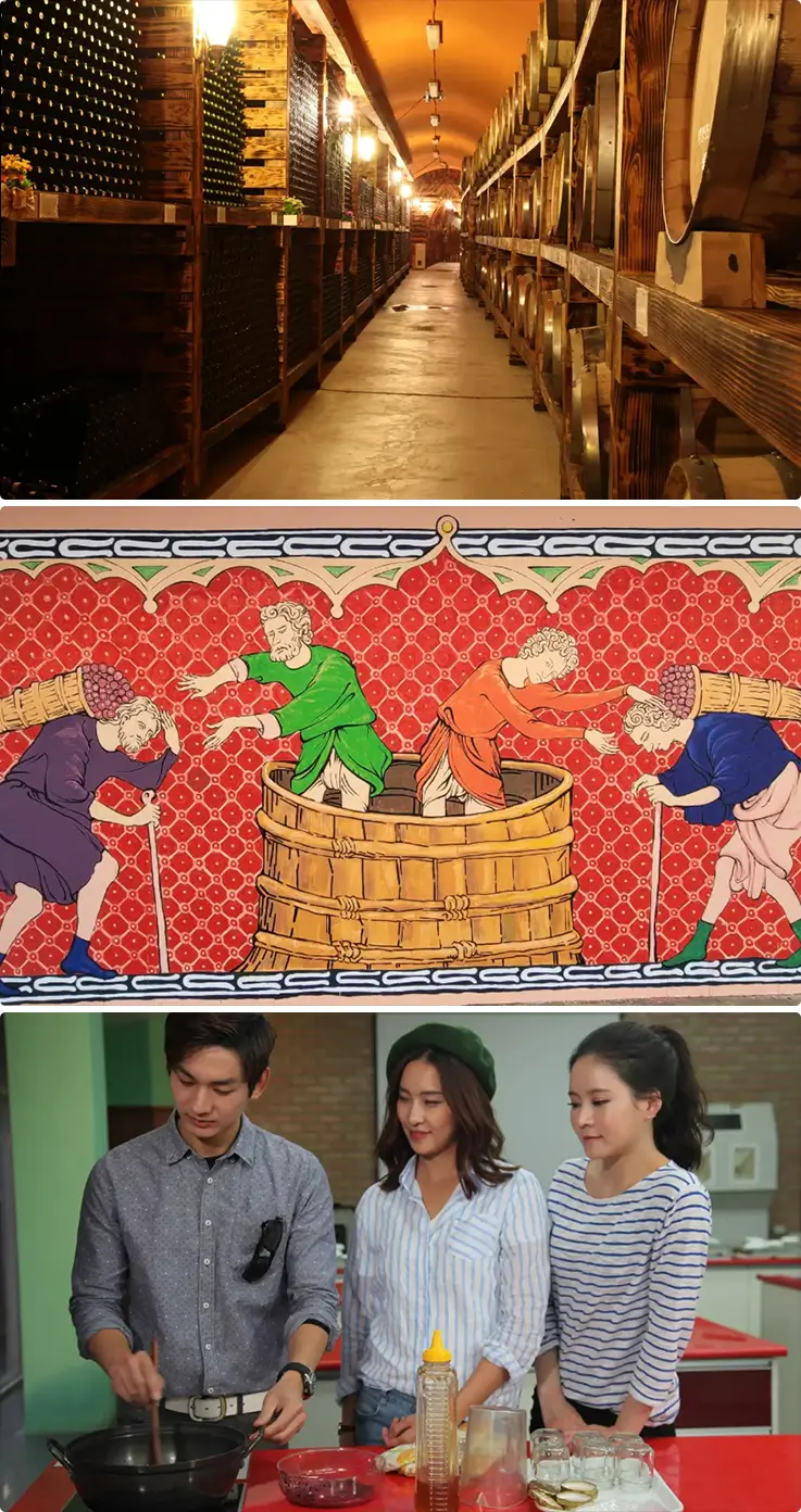 Serene views and people enjoying wine and jam making at Sanmeoru Winery in Paju