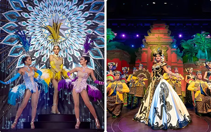 Alcazar show performers in beautiful costumes in Pattaya