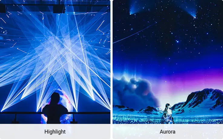 Highlight and Aurora themed media art at Pado Media Art Space in Pattaya
