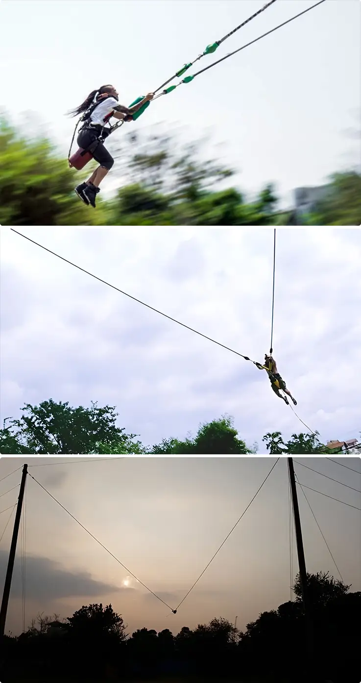 People enjoying human slingshot at Pattaya Sanook Park