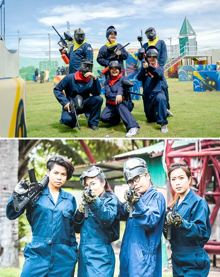 People enjoying paintball at Pattaya Sanook Park