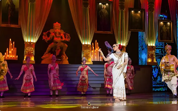 Performers performing with international themes at Tiffany's Show Pattaya
