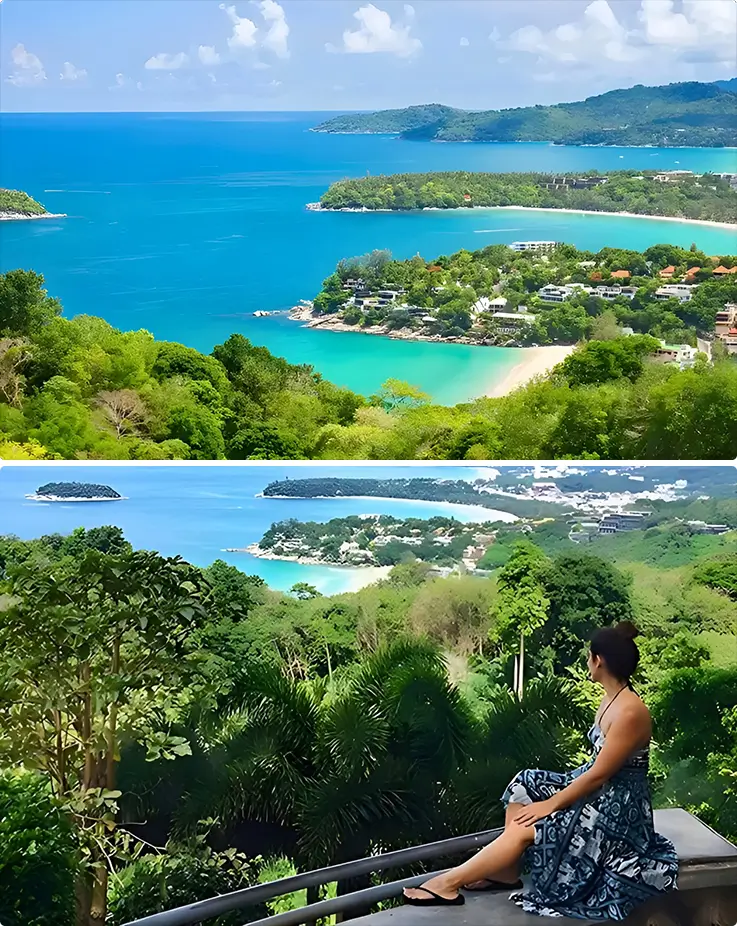 Panoramic ocean views from Karon Viewpoint in Phuket