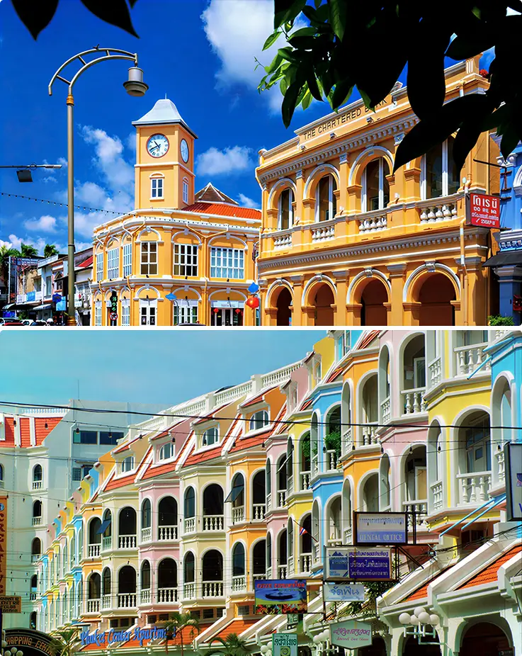 Colorful buildings in Phuket Old Town