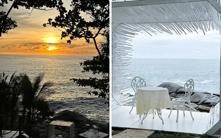 Sunset and peaceful coastal view at Rock Beach Swing in Phuket