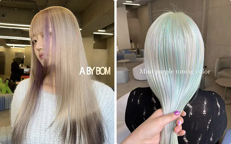 Women who are getting hair coloring at A BY BOM Hair & Makeup Salon in Seoul