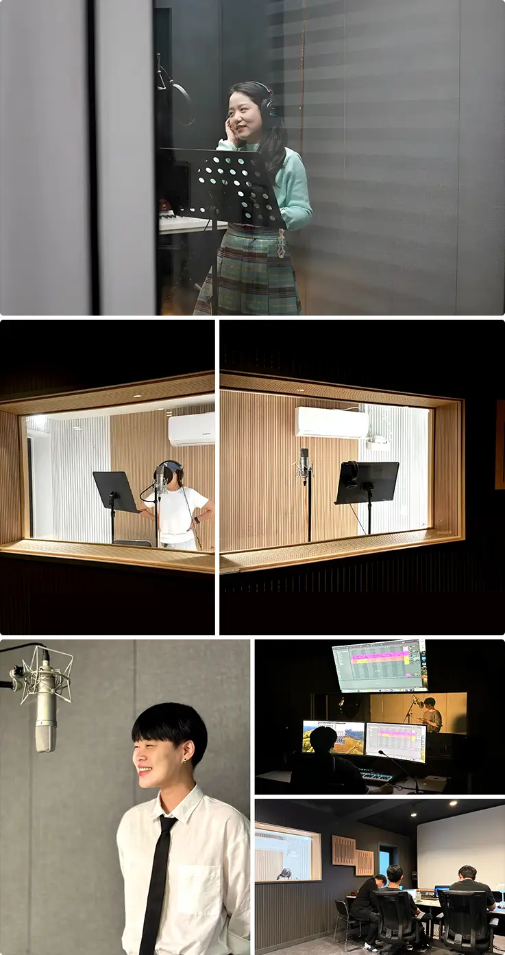 People recording songs at Able Studio in Seoul