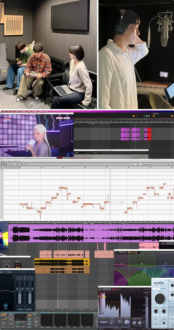 People doing pre-rehearsal and post-production at Able Studio in Seoul