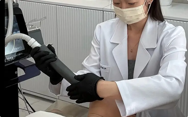 Professional HIFU lifting treatment performed by certified skin care specialist using advanced device.