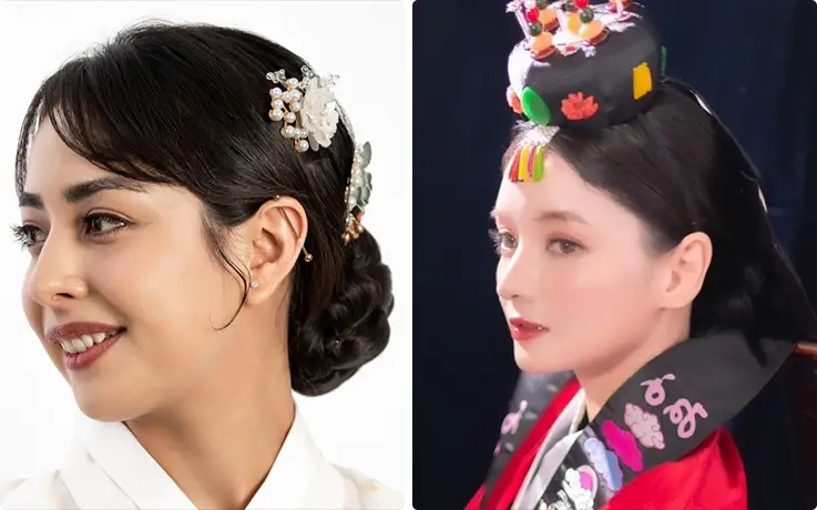 People getting hanbok makeup service at Beauty Palace in Seoul