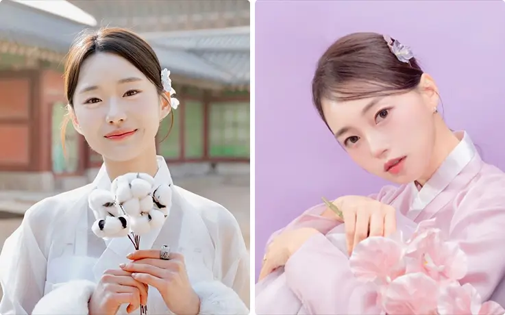 People getting hanbok makeup service at Beauty Palace in Seoul