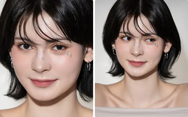 A person getting K-pop idol makeup and hair styling service at Beauty Palace in Seoul