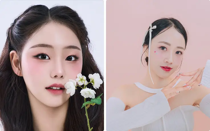 People getting K-pop idol makeup and hair styling service at Beauty Palace in Seoul