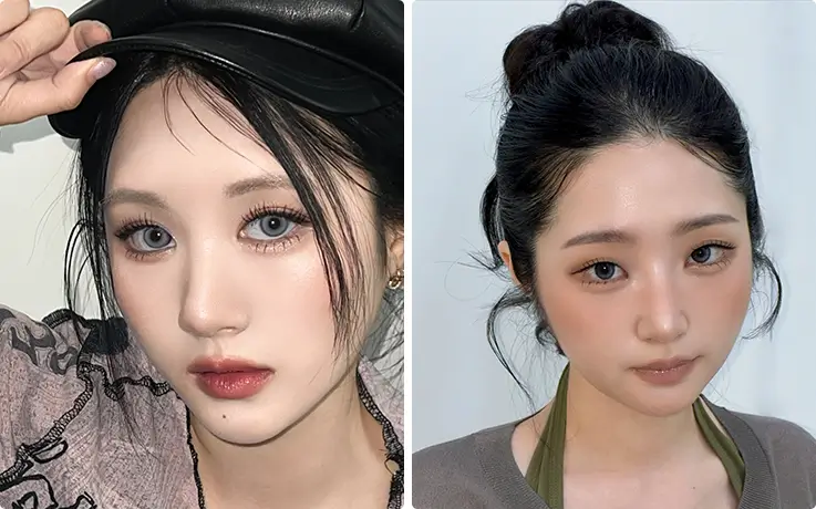 Glamorous idol makeup features bold eyes and vivid color for stage-ready looks.