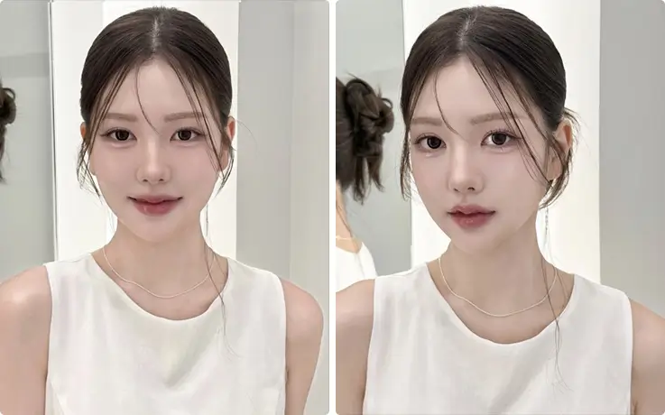 A woman getting hair styling and makeup service at Dressmun in Seoul