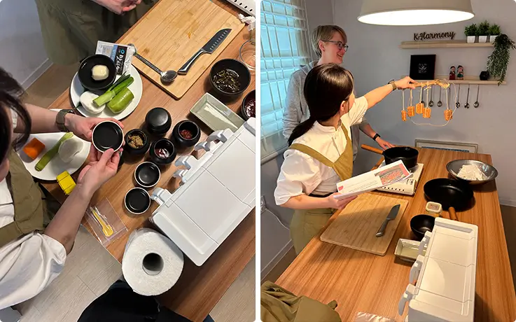 People enjoying cooking jang-based dishes at K-Harmony in Seoul