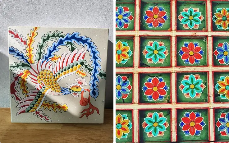 Various pre-sketched minhwa designs at K-Harmony in Seoul