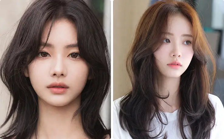 Women getting a layered perm service at Mimm Beauty Salon in Apgujeong, Seoul