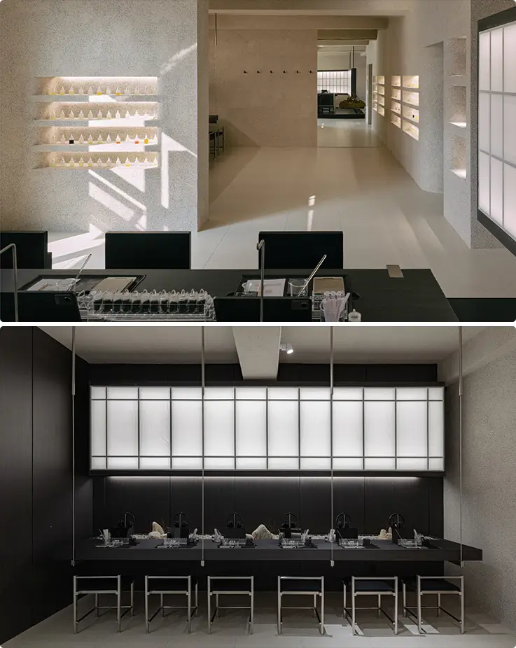 Elegant interior of Muhwawon Perfume Studio in Seoul