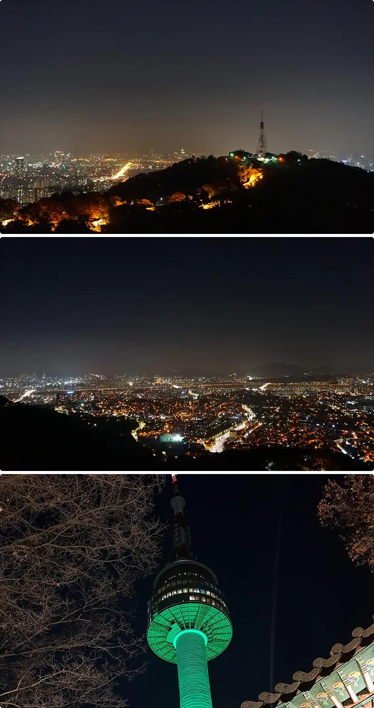 Breathtaking night scenery and N Seoul Tower at Namsan Park
