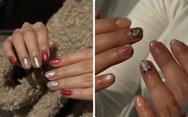 Various nail designs at Noir Nail Studio in Seoul
