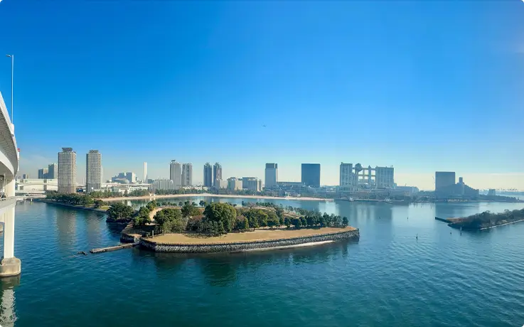Landscape of Odaiba, a hub on Tokyo Bay