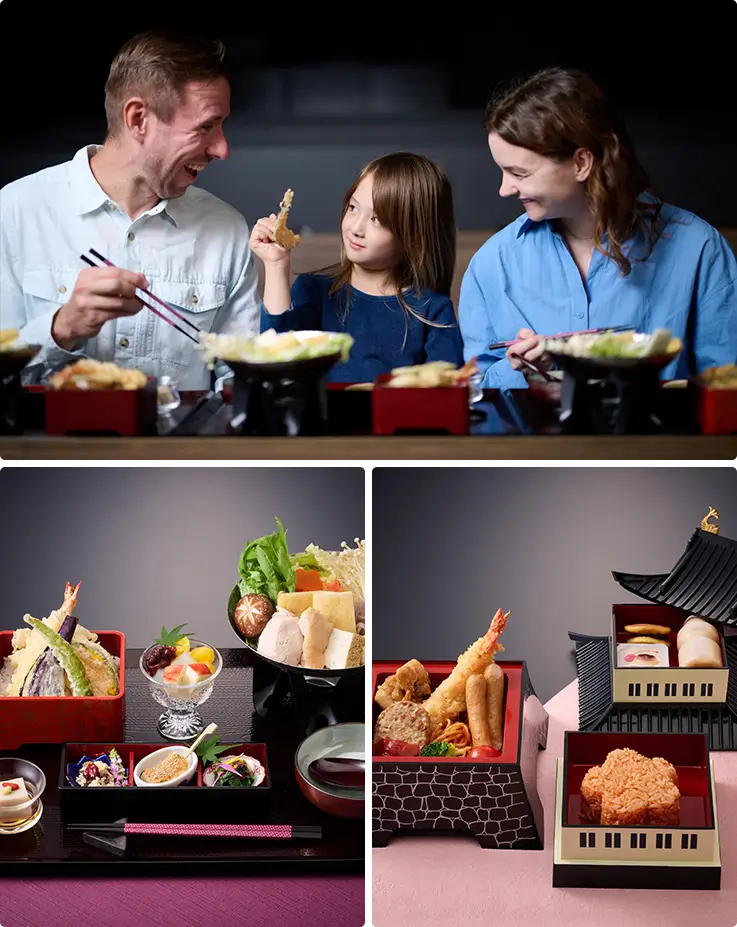 People Eating Hirakuza Kaiseki and Hirakuza Kids Plate