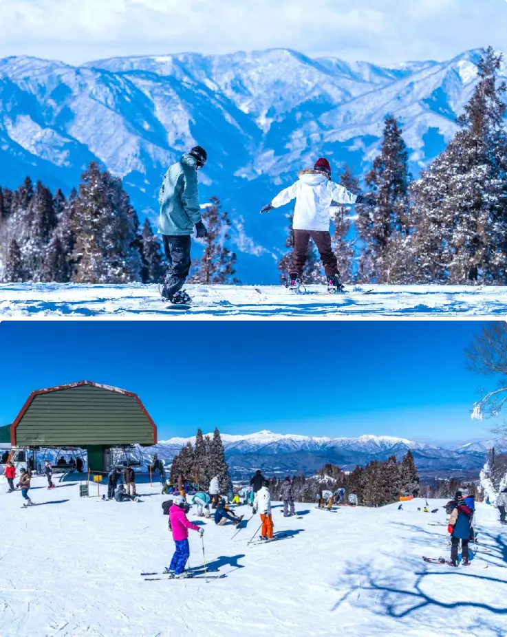 Skier holding a lift pass and rental gear, ready for a day on the slopes.