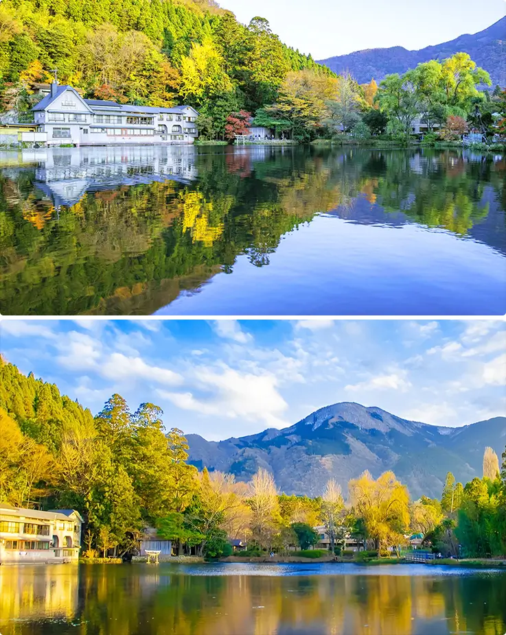 Autumn landscapes at Lake Kinrin in Yufu
