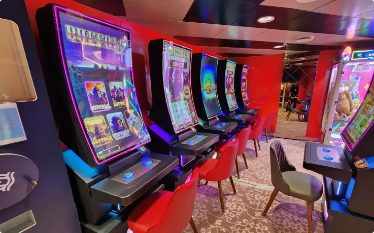 PanStar Miracle Cruise casino with gaming tables and bright lights