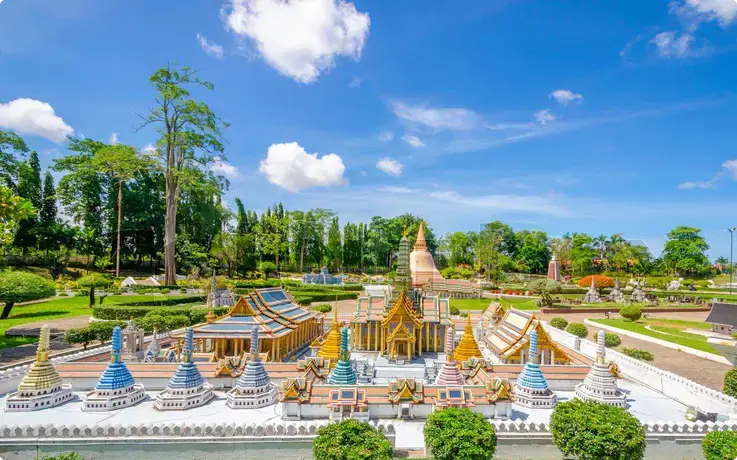 Miniature replicas of famous Thai and international landmarks at Mini Siam, Pattaya