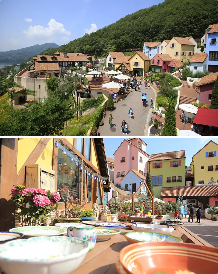 Wide view of Petite France, a charming French-themed village in the suburbs of Seoul.