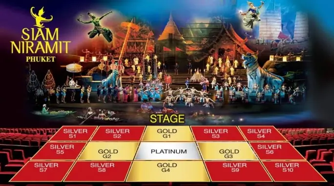 Seating map of Siam Niramit Show in Phuket